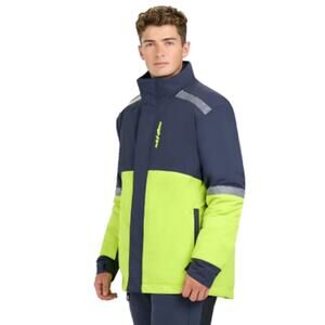 New Ski-Doo Mens Large Navy Neon Green Vasa Polar Fleece Warm Ski Jacket Coat